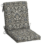 Arden Selections Outdoor Dining Chair Cushion 20 X 20, Rain-Proof, Fade Resistant 20 X 20, Black Aurora Damask