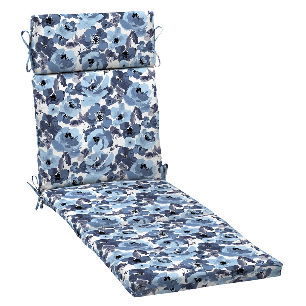 Arden Selections Outdoor Chaise Cushion, 21 X 72, Water Repellent, Fade Resistant 21 X 72, Blue Garden Floral