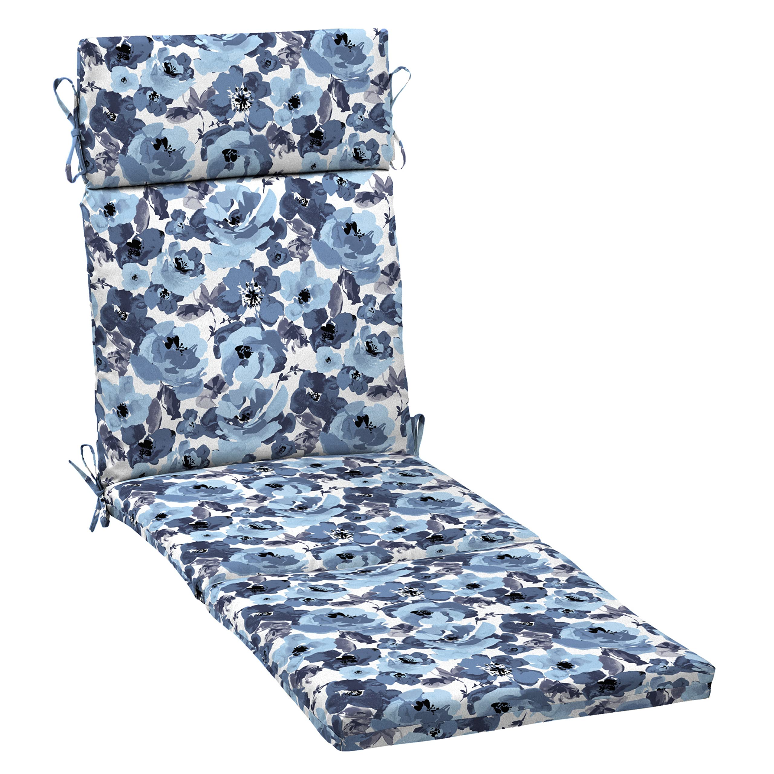 Arden Selections Outdoor Chaise Cushion, 21 X 72, Water Repellent, Fade Resistant 21 X 72, Blue Garden Floral