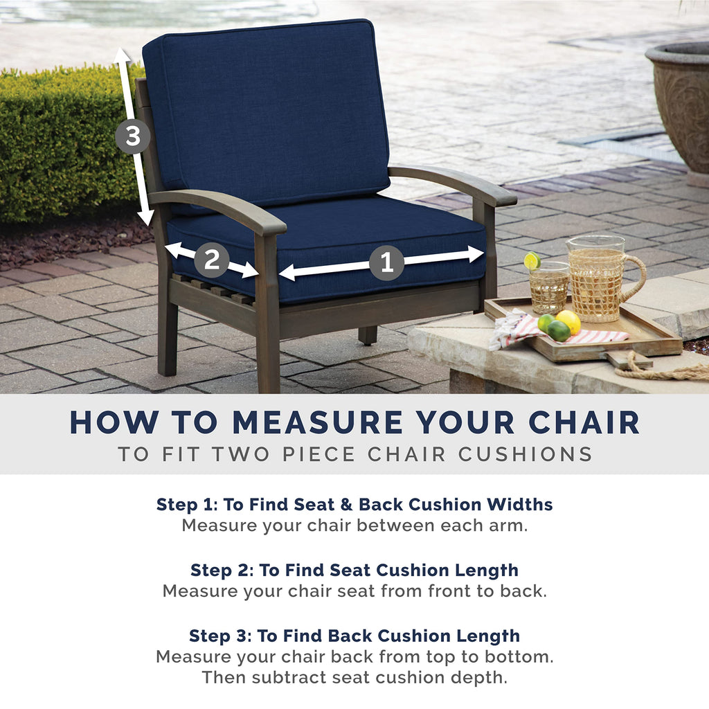 Arden Selections Outdoor Deep Seat Set, 24 X 24, Rain-Proof, Fade Resistant, Deep Seat Bottom And Back Cushion 24 X 24, Sapphire