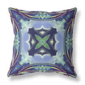 HomeRoots Peacock Blue Light Blue Broadcloth 18â€ Blue Green Geo Tribal Indoor Outdoor Throw Pillow