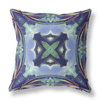HomeRoots Peacock Blue Light Blue Broadcloth 18â€ Blue Green Geo Tribal Indoor Outdoor Throw Pillow