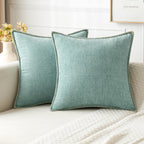 Miulee Pack Of 2 Couch Throw Pillow Covers 20X20 Inch Olive Green Farmhouse Decorative Pillow Covers With Stitched Edge Soft Chenille Solid Dyed Spring Pillow Covers For Sofa Bed Living Room