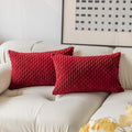 Kevin Textile Lumbar Throw Pillow Covers Ultra Soft Solid Striped Corduroy Rectangle Christmas Pillow Cover For Sofa 12 X 20 Inc
