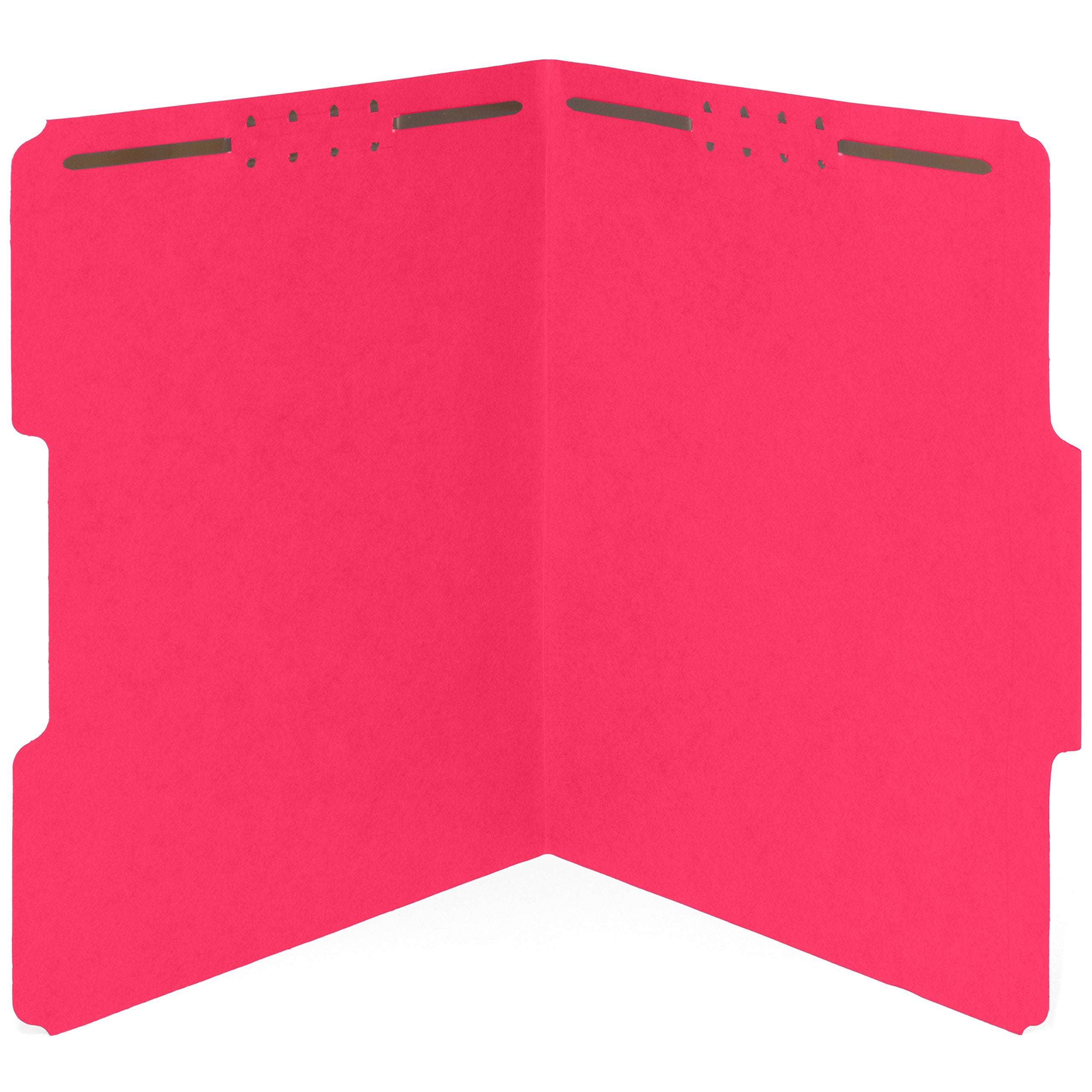 50 Red Fastener File Folders - 1/3 Cut Reinforced Assorted Tab - Durable 2 Prongs Designed To Organize Standard Medical Files, L