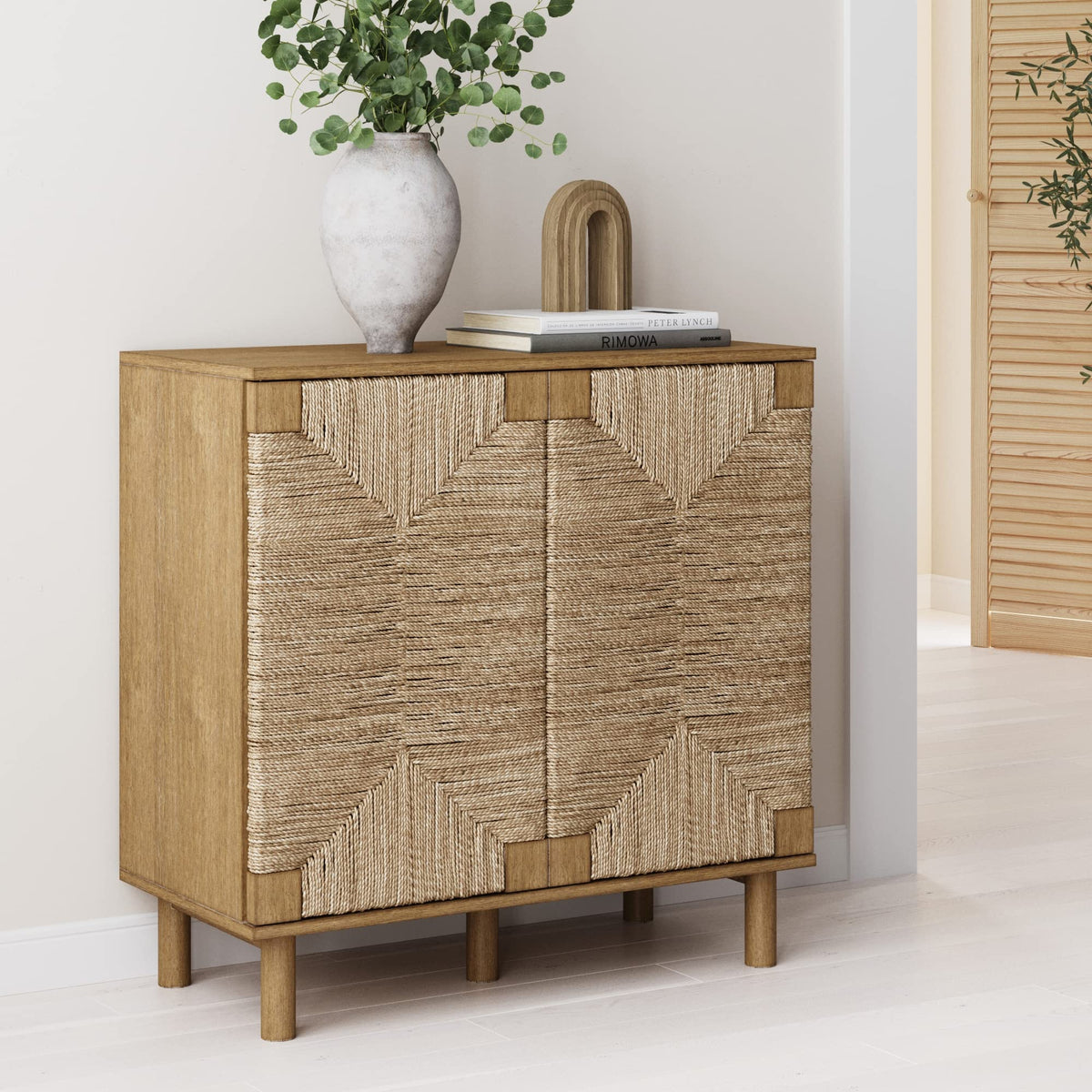 Nathan James Beacon Accent Natural Sideboard Storage Cabinet in Light ...