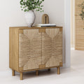 Nathan James Beacon Accent Natural Sideboard Storage Cabinet in Light Wood with Adjustable Interior Shelf and Seagrass Doors, fo