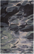 HomeRoots 512756 8 x 10 ft. Green Blue & Black Wool Abstract Hand Tufted Handmade Stain Resistant Rectangle Area Rug