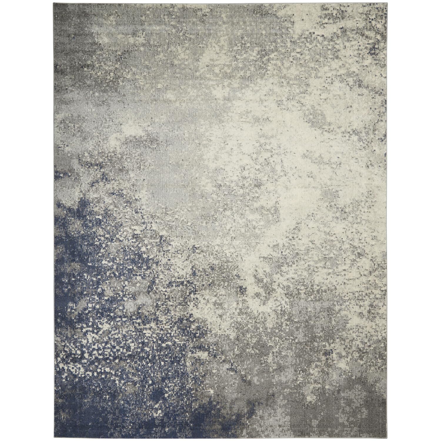 Nourison Passion Charcoal/Ivory 9 x 12 Area-Rug, Modern, Abstract, Easy-Cleaning, Non Shedding, Bed Room, Living Room, Dining 