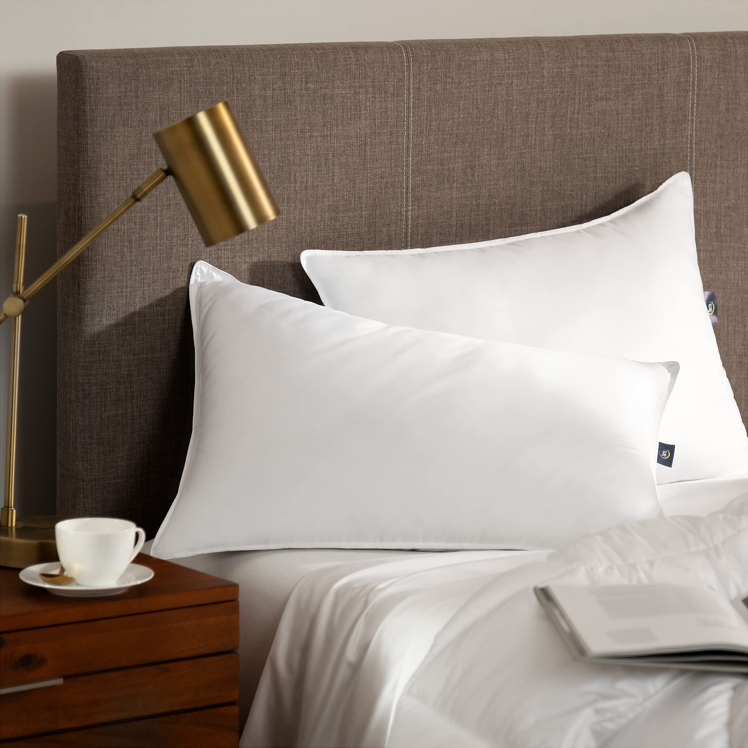 Serta Down Illusion Soft Hypoallergenic Firm Bed Pillows For Sleeping (2 Pack), Queen, White