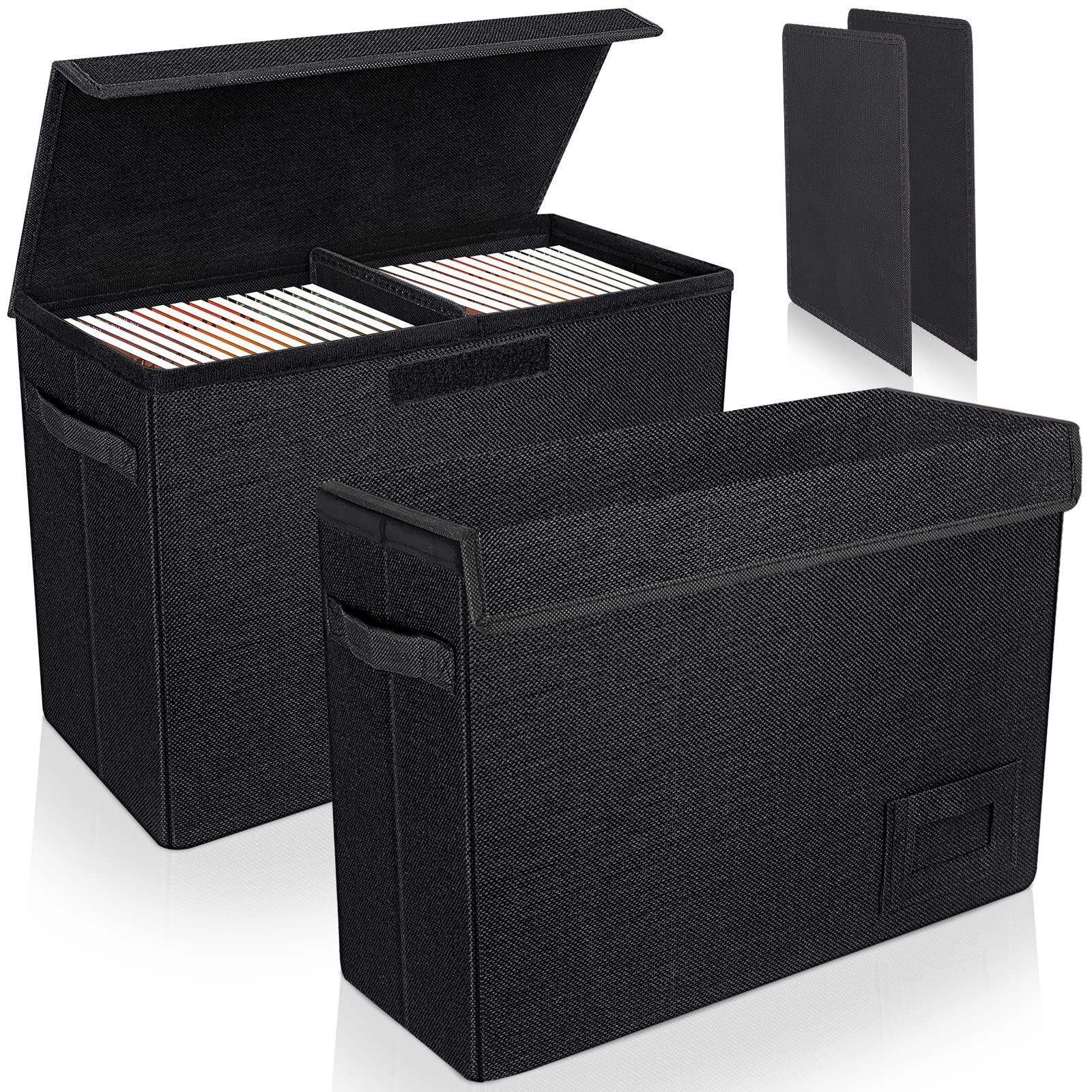 Yscare 2-Pack Comic Book Organizer, Collapsible Comics Book Case With Dividers And Carrying Handles, Comic Short Box Holds 150 C
