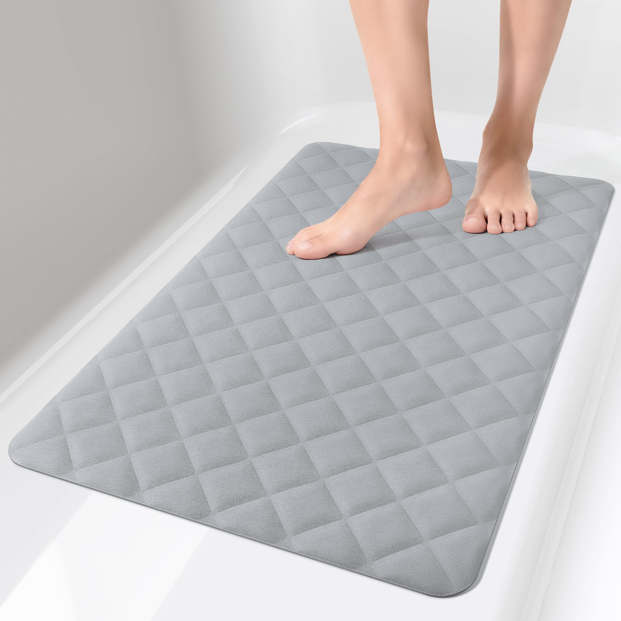 Yolife Bathtub Shower Mat Non Slip, Natural Rubber Bath Tub Floor Liner Mats with Strong Suction Cups for Inside Shower Bathroom