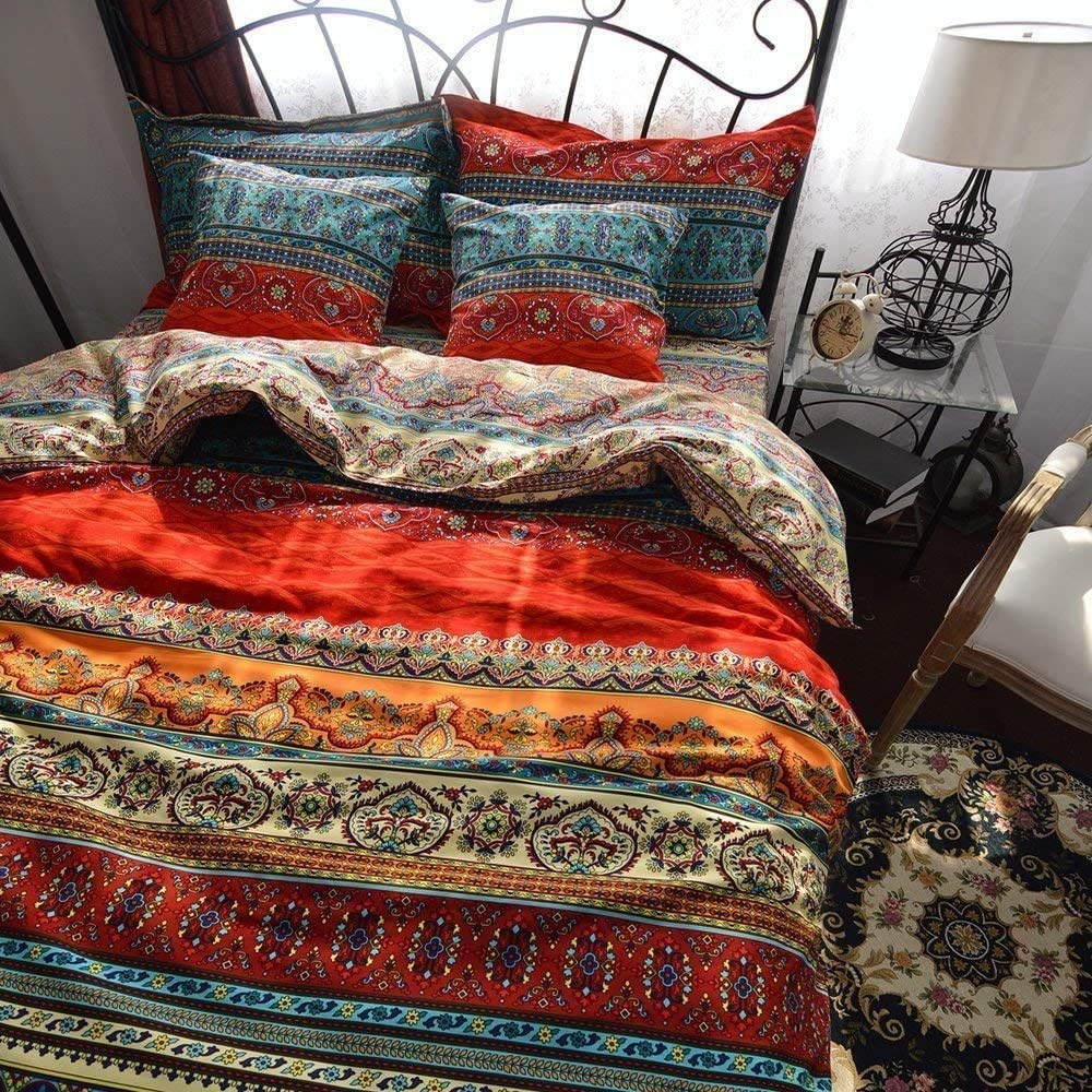 Dodou Boho Style Bedding Set Boho Duvet Cover Set Bohemian Bedding Set 3Psc (Full)