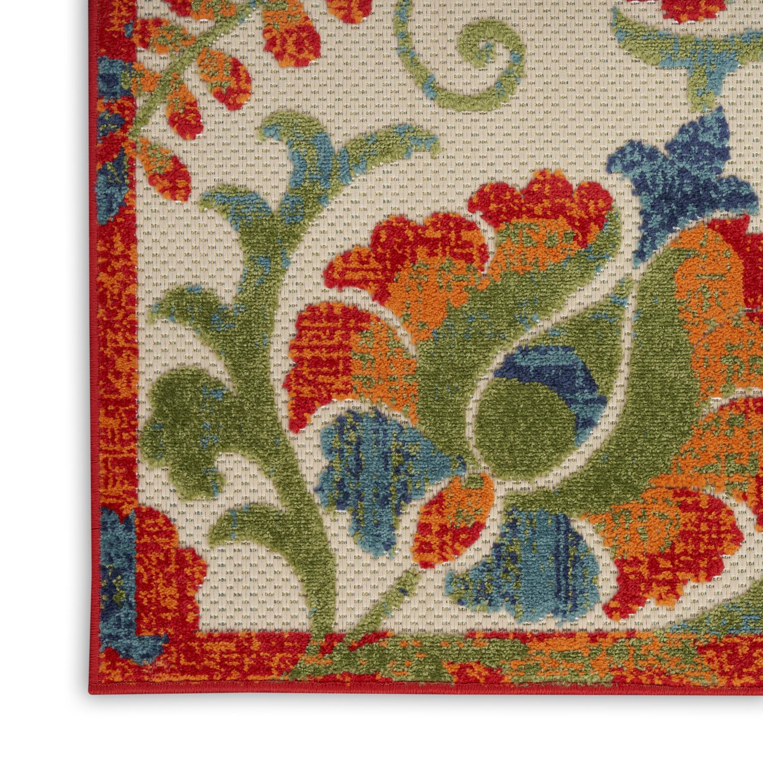 Nourison Aloha Indoor/Outdoor Red Multicolor 2' X 6' Area Rug, Easy Cleaning, Non Shedding, Bed Room, Living Room, Dining Room, Backyard, Deck, Patio (2X6)