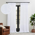 White Linen Curtains 90 Inch Long for Living Room 2 Panels Pinch Pleated Back Tab Pocket Track Patterned Textured Country Wester