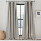 NICETOWN Faux Linen Curtains 96 inches Long, Pinch Pleated Curtains Room Darkening Window Drapes Thermal Insulated Light/Noise B