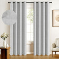 100% Blackout Shield Total Blackout Curtains Faux Linen Textured Thermal Insulated Grommet Singal Layer Window Curtains for Bedr