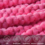Bedelite Fleece Throw Blanket For Couch & Bed - 3D Jacquard Decorative Hot Pink Blanket, Super Soft And Cozy Warm Fuzzy Blanket