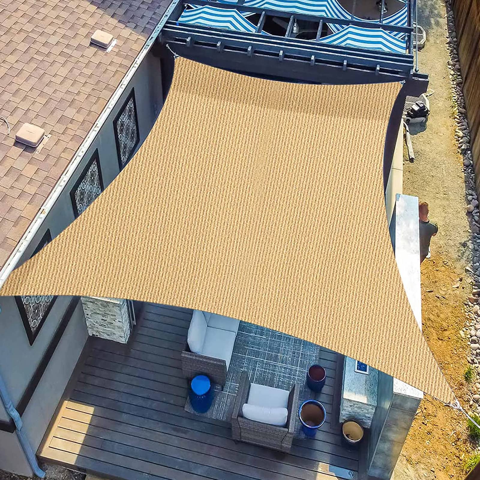 Sunlax Sun Shade Sail, 10'X13' Sand Rectangle Canopy Shades For Outdoor Patio Pergola Cover Sunshade Sails Uv Blocking Canovas C