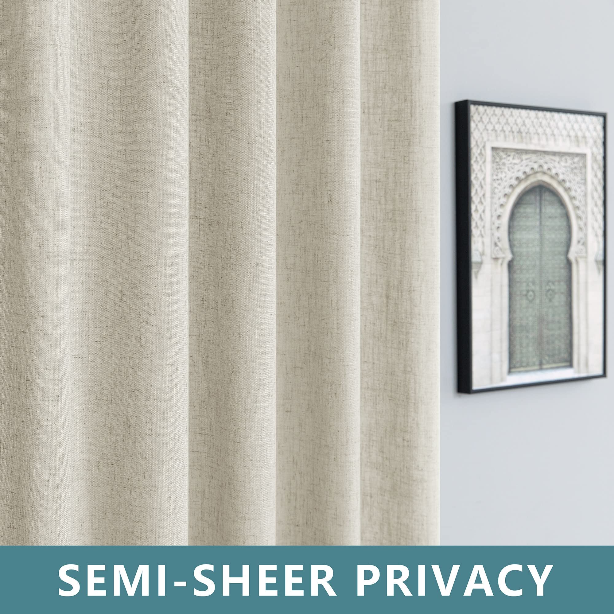 Koufall Boho Nursery Decor Neutral,Rustic French Country Decor For Living Room Kids Bedroom The Home Curtains,63 Inch Length,Natural Tan Beige