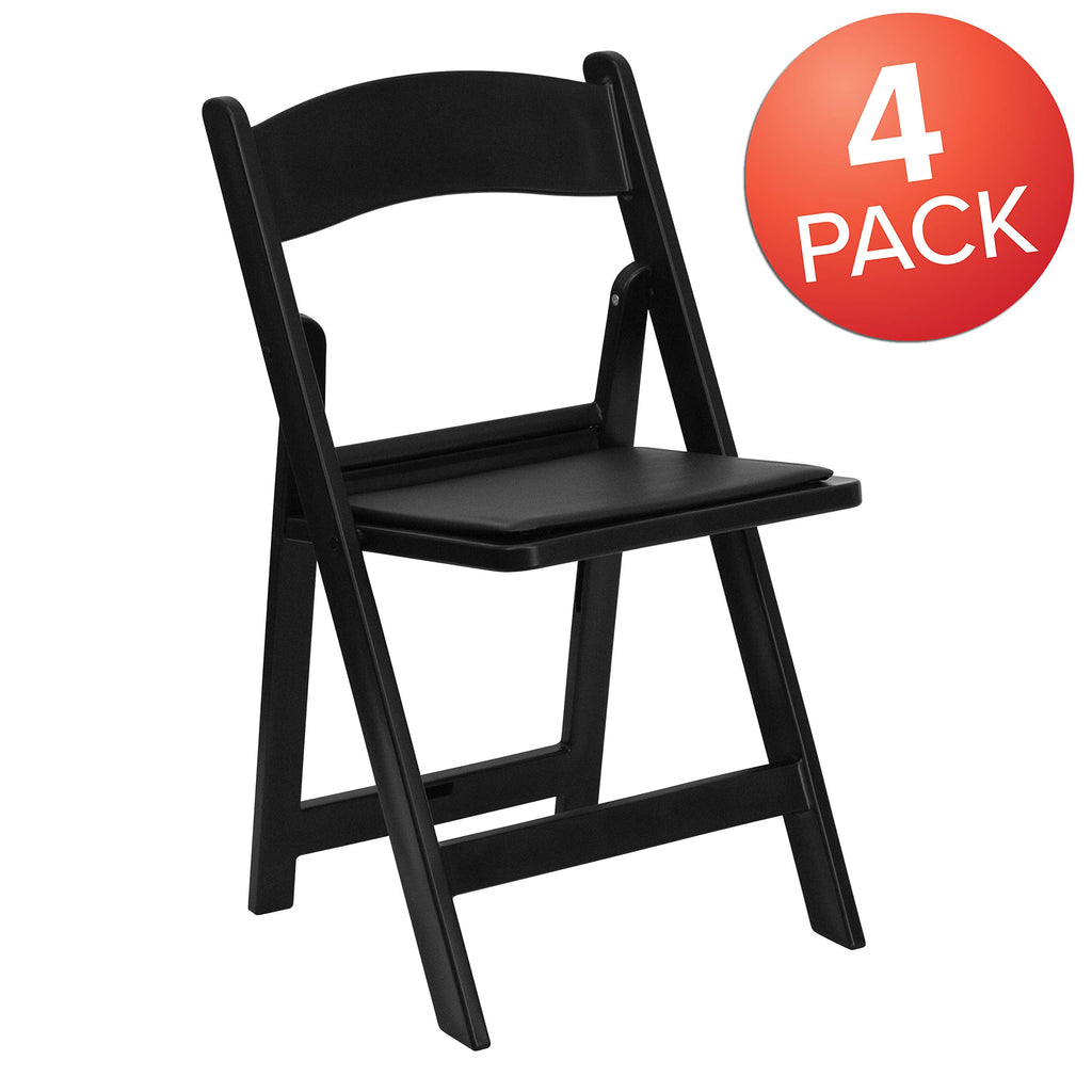 Flash Furniture Hercules Series Folding Chairs For Weddings And Formal Events, Stackable Commercial Event Seats With 1,000-Lb. Static Weight Capacity, Set Of 4, Black