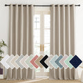 NICETOWN Oatmeal Vintage Open Linen Weave Flax Thermal Curtains, 100% Blackout Curtains 120 Long for Dining Room, Soundproof Win