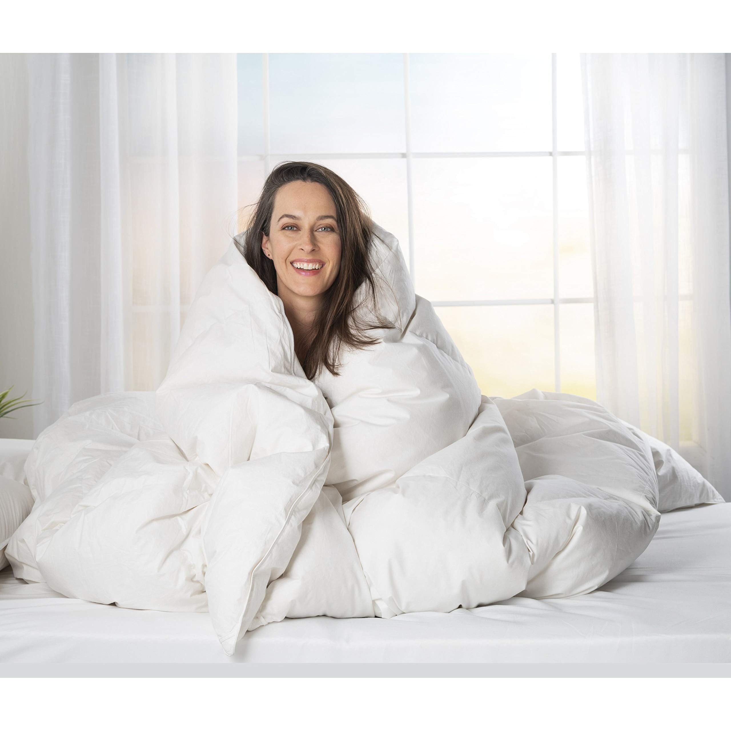 Comfydown Goose Down White Comforter - Made In Usa - 100% Egyptian Cotton 600 Thread Count Cover, 800+ Fill Power, Light Weight,