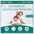 Split King Size Waterproof Mattress Pad - Fitted Mattress Protector With Quilted Pillow Top Mattress Topper - Quality Hypoallerg