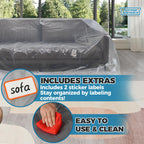 Plastic Furniture Covers For Moving - Heavy-Duty Couch Cover For Sofa, Waterproof & Dustproof Clear Moving Bags For Renovation,