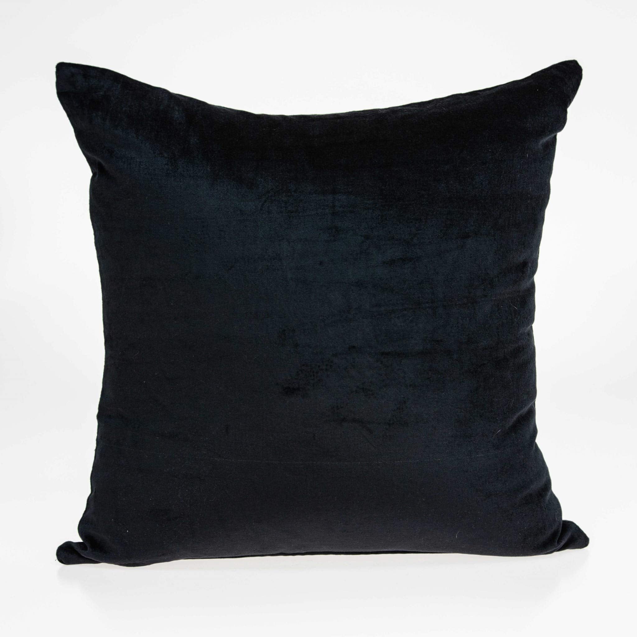 HomeRoots 50% Cotton, 50% Viscose Parkland Collection Spano Transitional Black Solid Pillow Cover with Poly Insert
