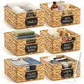 Nitial Wicker Storage Baskets Set of 6, 16 x 12 x 5 Inch, Natural
