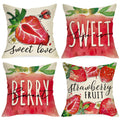 Ussap Spring Summer Strawberry Decorative Throw Pillow Covers 20 x 20 Set of 4, Life is Sweet Red Fruit Cushion Case Decor, Swee