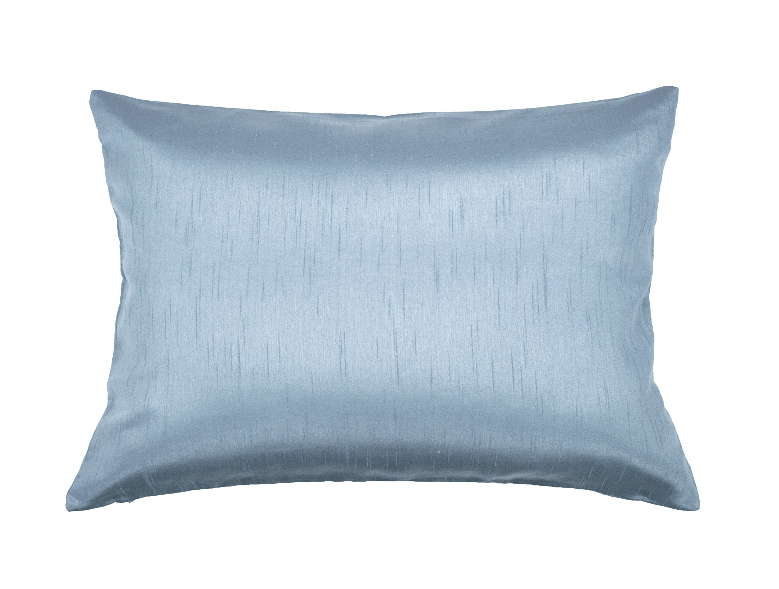 Aiking Home Solid Faux Silk Decorative Pillow Cover, Zipper Closure, 12 By 18 Inches, Slate Blue