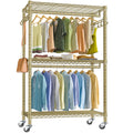 VIPEK V12 Rolling Clothes Rack for Hanging Clothes Heavy Duty Garment Rack 3 Tiers Adjustable Wire Shelving Clothing Rack with D