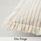 Miulee Pack Of 2 Khaki Pillow Covers 22X22 Inch Striped Farmhouse Couch Throw Pillow Covers With Fringe Chic Linen Decorative Cushion Covers For Sofa Living Room Bed Home Decor