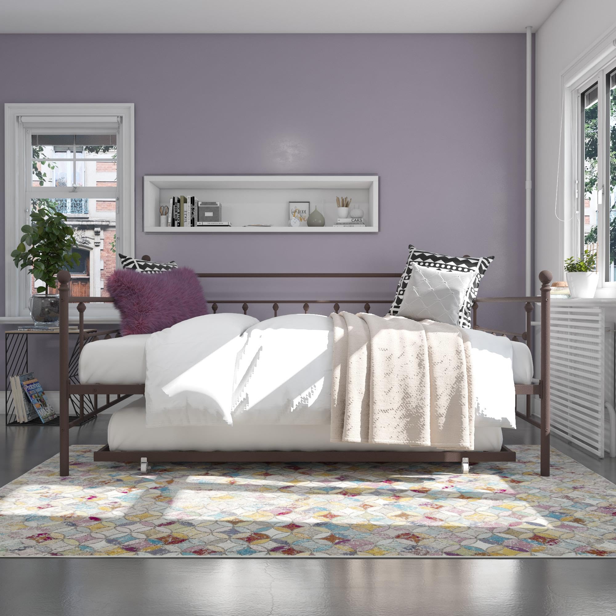 Dhp Manila Metal Daybed And Trundle, Queen/Full Size, Bronze