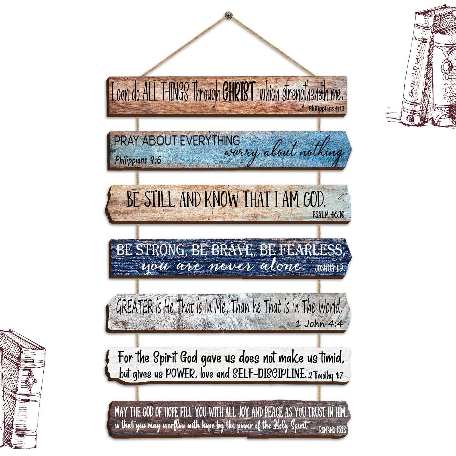 Yookeer Coastal Christian Wall Art Office Inspirational Beach Wooden Bible Verses Bedroom Ocean Scripture Wall Art Meditation In