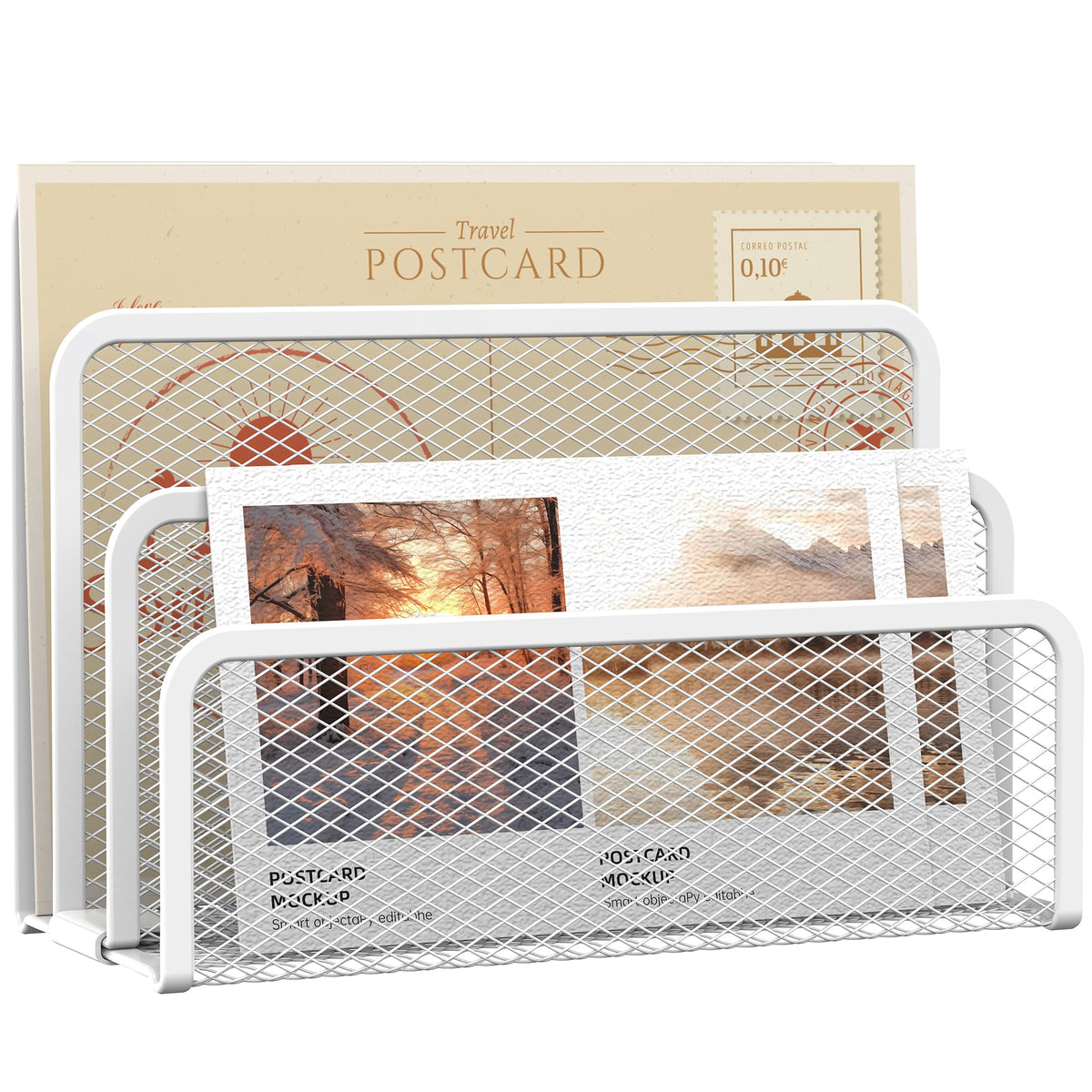 Supeasy Mail Organizer, Desktop File Organizer Mesh Metal Mail Holder Countertop With 3-Slot, Letter Sorter File Holder, Office