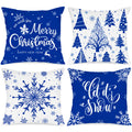 Lanpn Christmas Throw Pillow Covers 16X16 Set Of 4, Merry Christmas Winter Xmas Snowflake Decorative Holiday Cushion Pillow Case