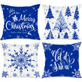 Lanpn Christmas Throw Pillow Covers 20X20 Set Of 4, Merry Christmas Winter Xmas Snowflake Decorative Holiday Cushion Pillow Case