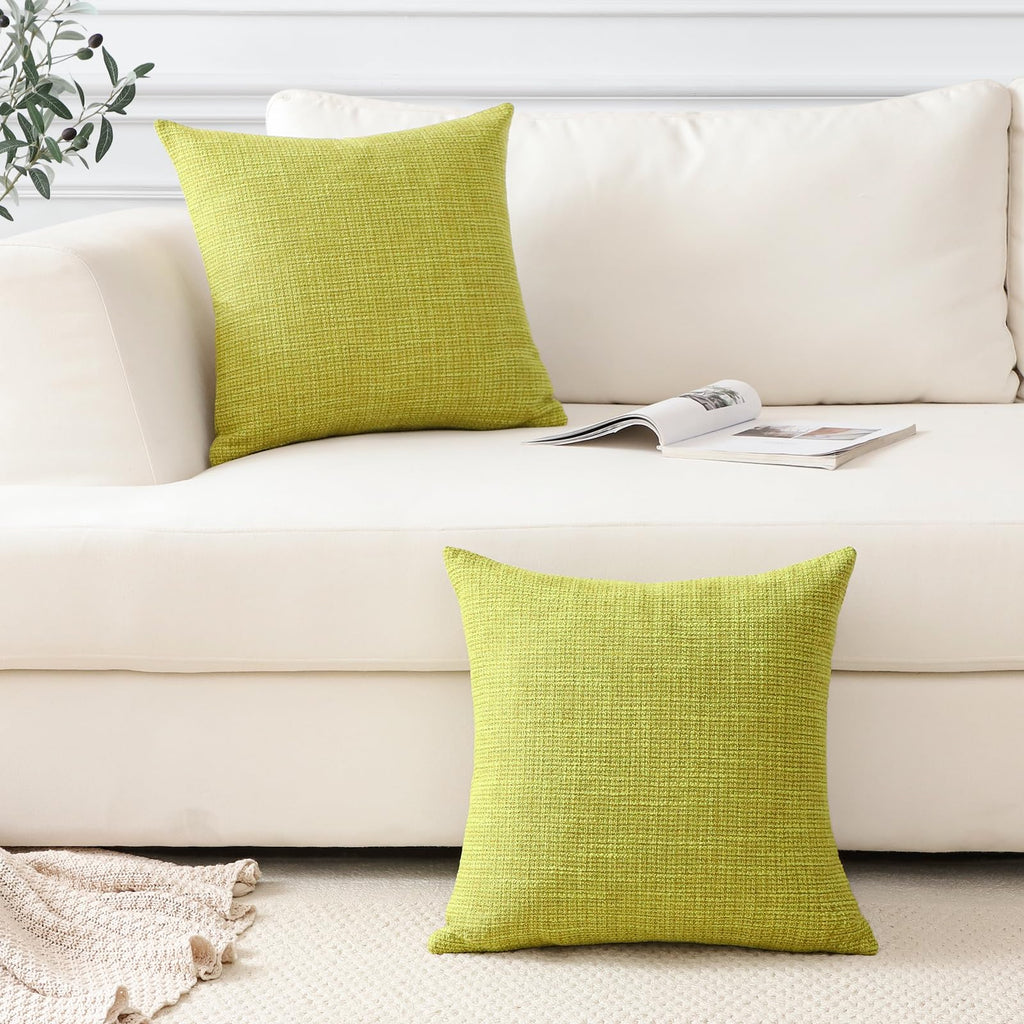 Otostar Linen Throw Pillow Covers Set Of 2 Decorative Square Pillowcases Cushion Covers 24X24 Inch For Home Decor Sofa Bedroom Car 60 X 60 Cm Sage Green