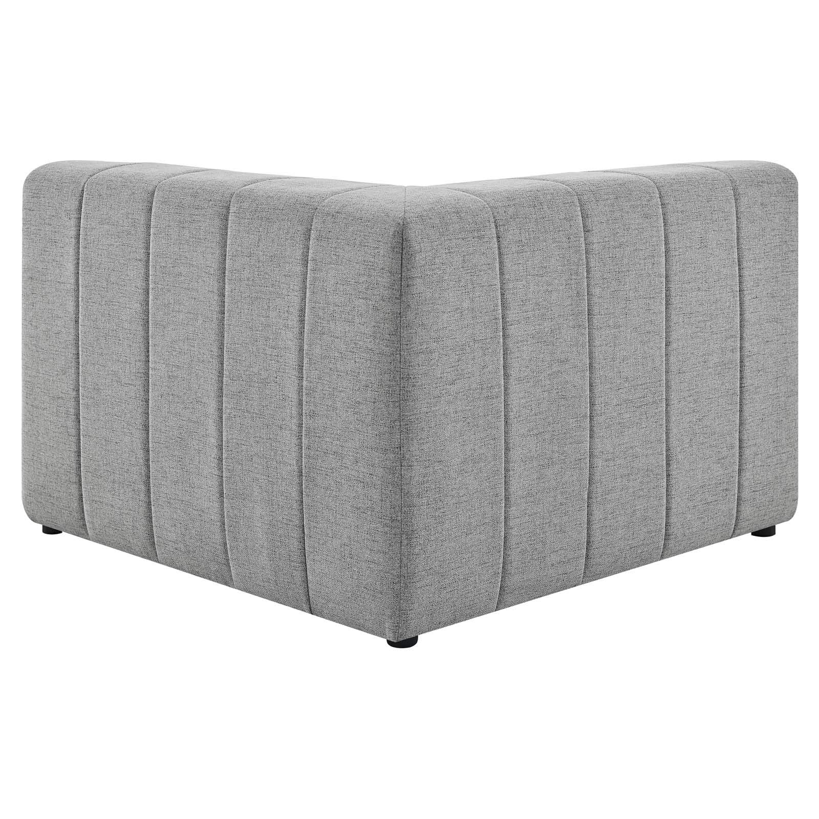 Modway Bartlett Channel Tufted Upholstered Sectional, Corner Chair, Light Gray