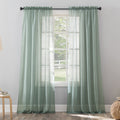 No. 918 Erica Crushed Sheer Voile Rod Pocket Curtain Panel, 51 x 95, Mineral Blue