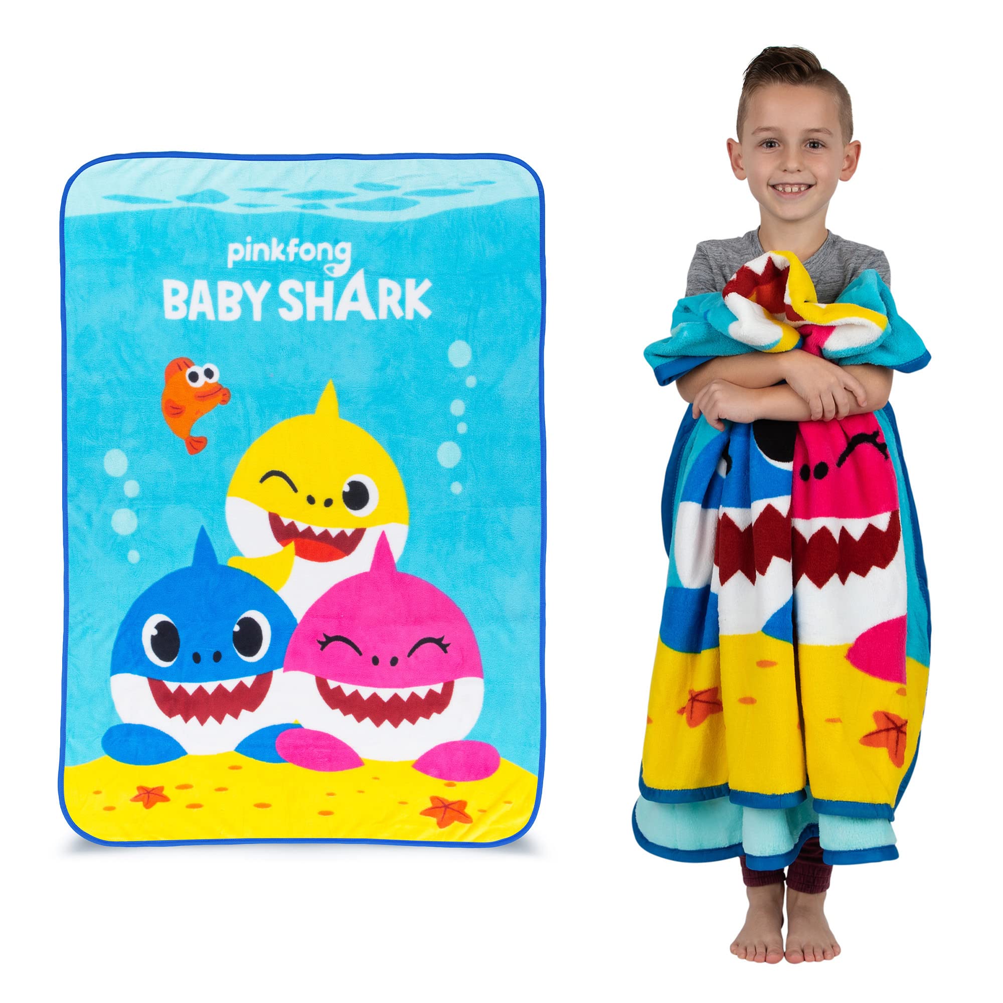 Franco Kids Bedding Super Soft Micro Raschel Throw, 46 In X 60 In, Baby Shark