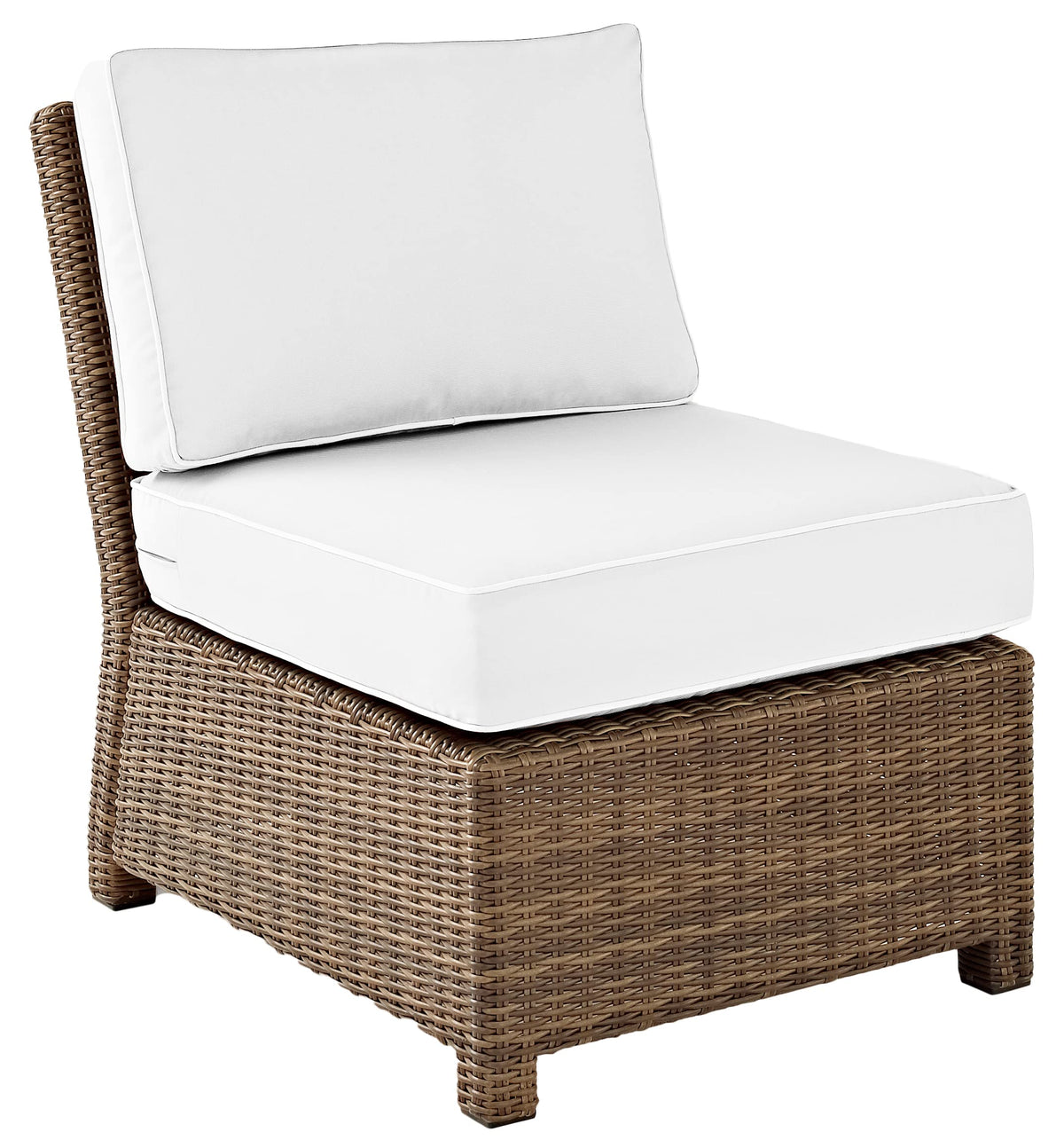 Crosley Furniture Bradenton Armless Wicker Outdoor Sectional Chair with Sunbrella Patio Cushions for Porch, Brown with Sunbrella Cushions