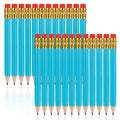 Zonon 24 Pcs Light Blue Golf Pencils With Erasers Mini Small Pencil Baby Shower Favors Bulk Hexagon Wooden Sharpened Half Graphi