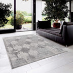 HomeRoots Grey 100% Polypropylene 2’ x 5’ Gray Distressed Trellis Pattern Area Rug
