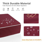 Porch Shield Patio Chair Seat Cushion Covers Set 4 Waterproof Fade Resistant Outdoor Cushion Slipcovers 20 X 18 X 4 Inch, Burgun