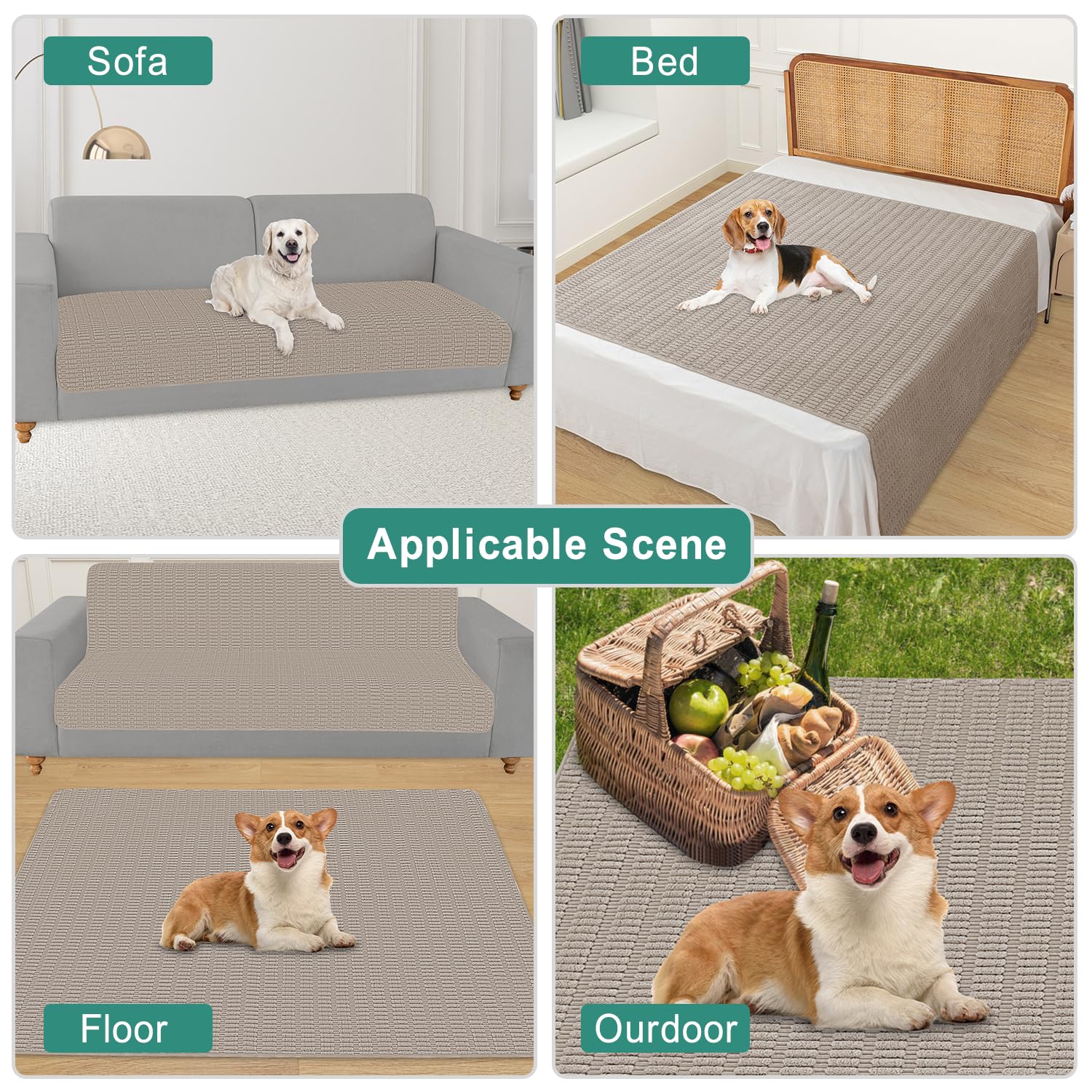 Foxdecor Couch Covers For Sofa, Chaise Cover Sofa Seat Covers, Anti-Slip Dog Mat Pet Pad Blanket For Sofa Chair Recliner Bed Fur