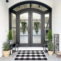 SEEKSEE Cotton Buffalo Plaid Rug 27.5x43 Black and White Checked Rug Washable Doormats Indoor Outdoor Rugs for Layered Front Doo